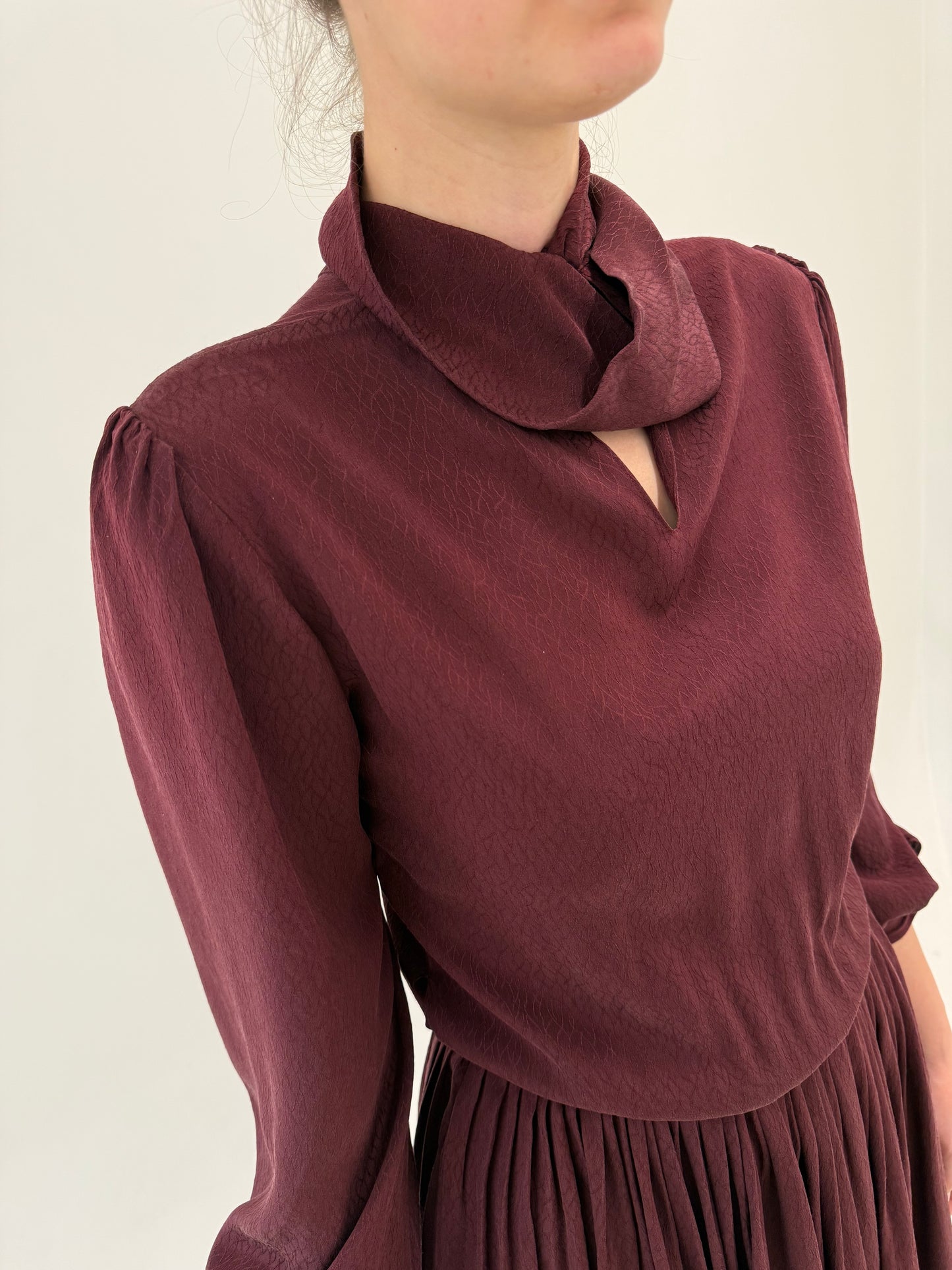 Rochie maxi italiană din mătase naturală excepțională plum