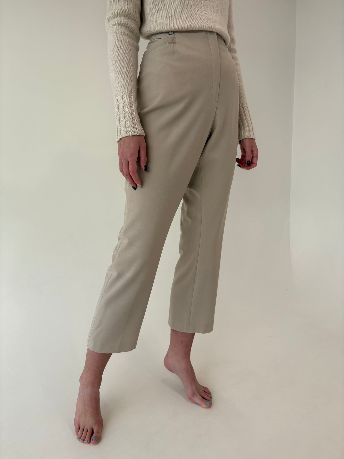 Pantaloni light nude noi din lana extrafina ultra confort