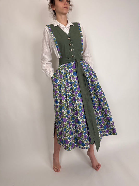Rochie vintage din pânză cu talie ultra înaltă marcată reglabilă