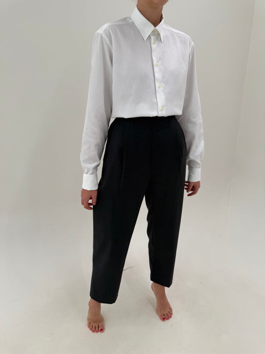 Pantaloni de brand luxury italian Pal Zileri cu talie ultra înaltă și pense din lana