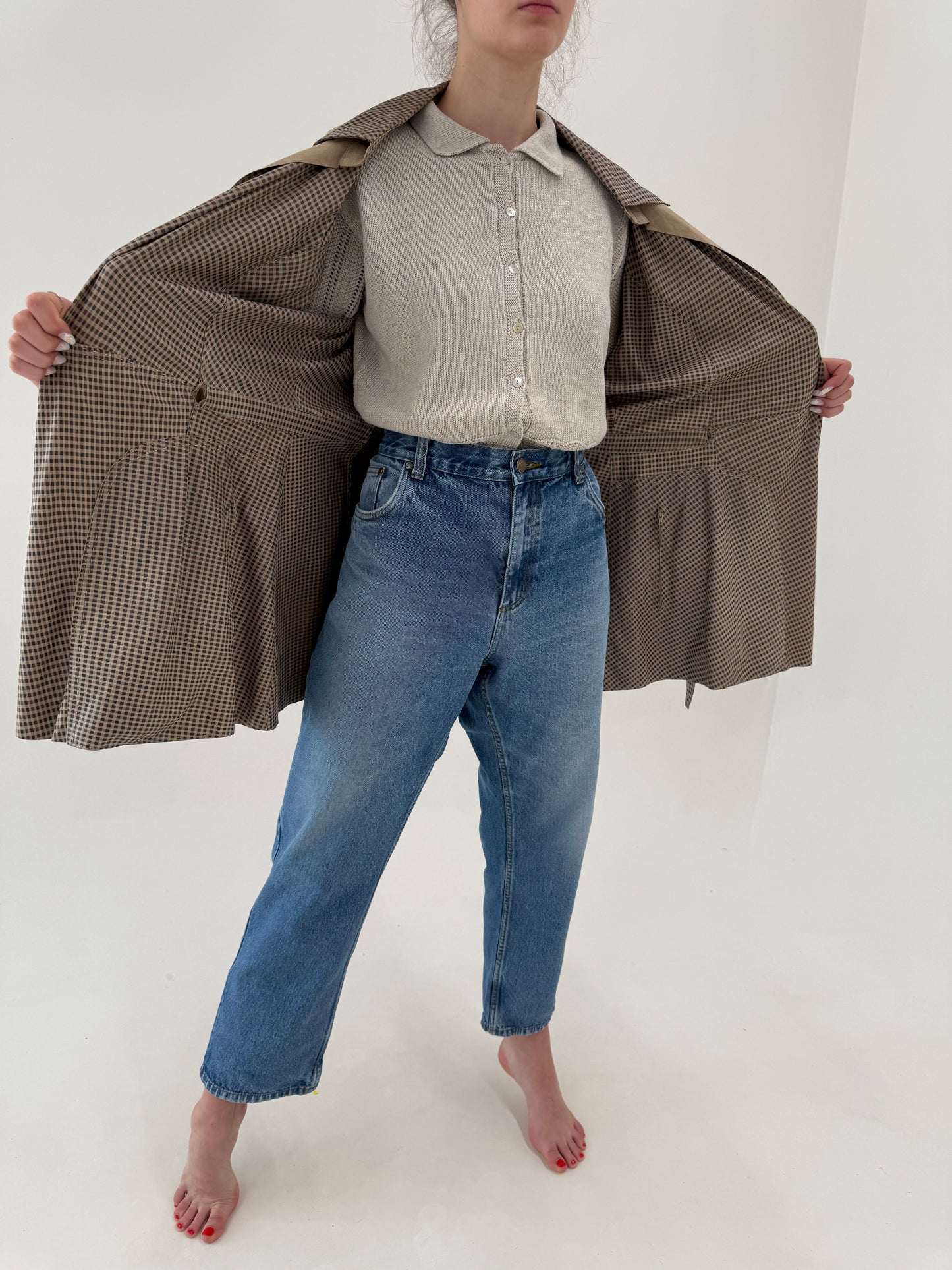 Trench camel cu cordon din cea mai fină și subțire piele naturală suede