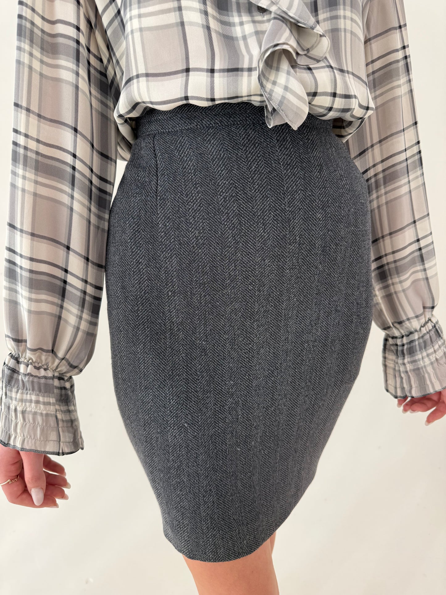 Deux piece business clasic Marella by Max Mara cu sacou cambrat și fustă conică