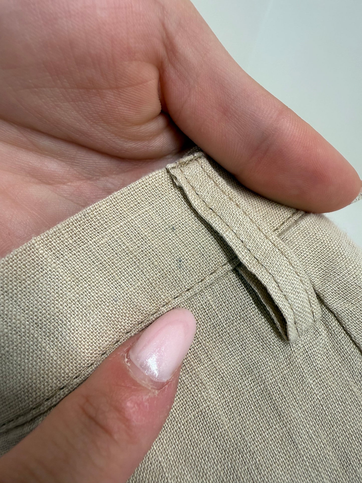 Pantaloni camel din in premium cu talie ultra înaltă