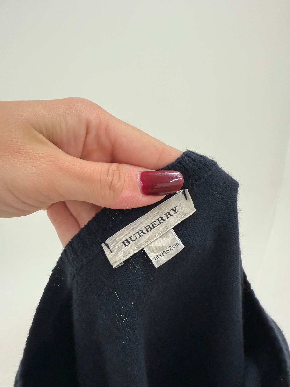 Pulover Burberry din lana extrafina și bumbac Navy blue