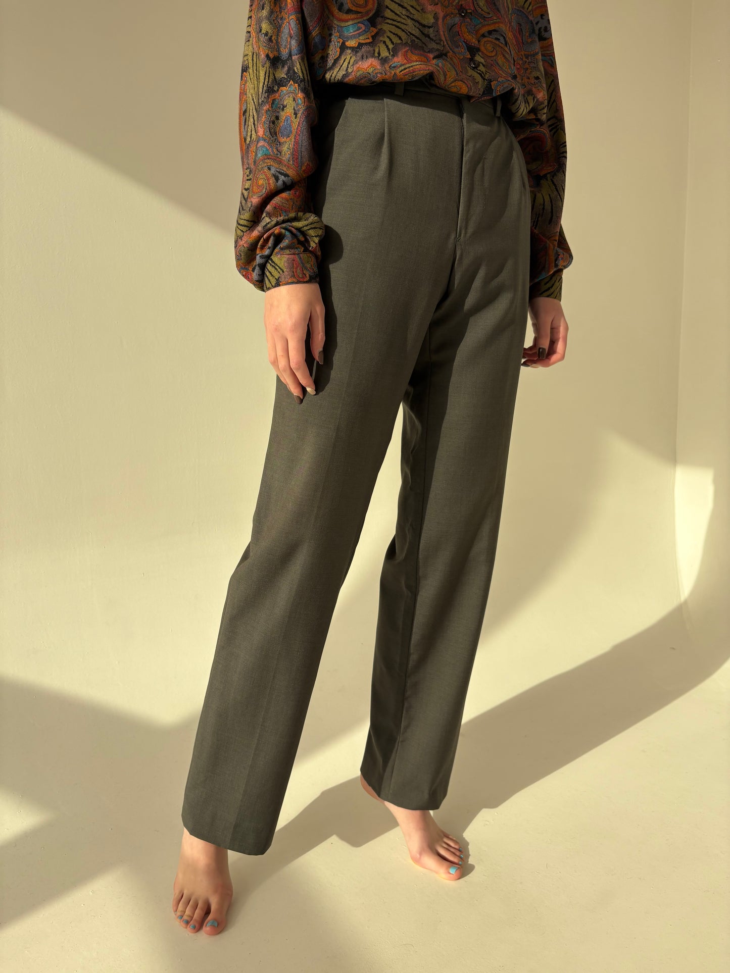 Pantaloni tall high end italienești din lana extafina super 100’s