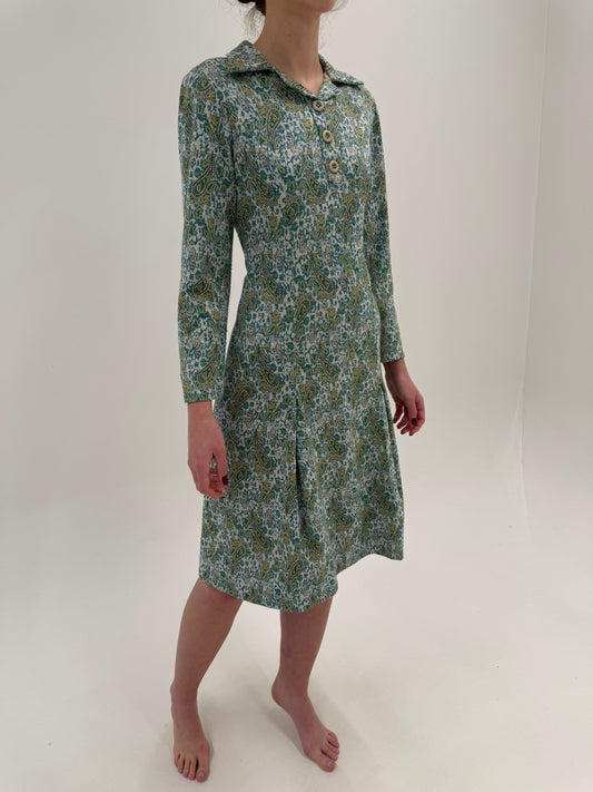 Robe chemise vintage din tricot cu print paisley în nuanțe superbe de verde