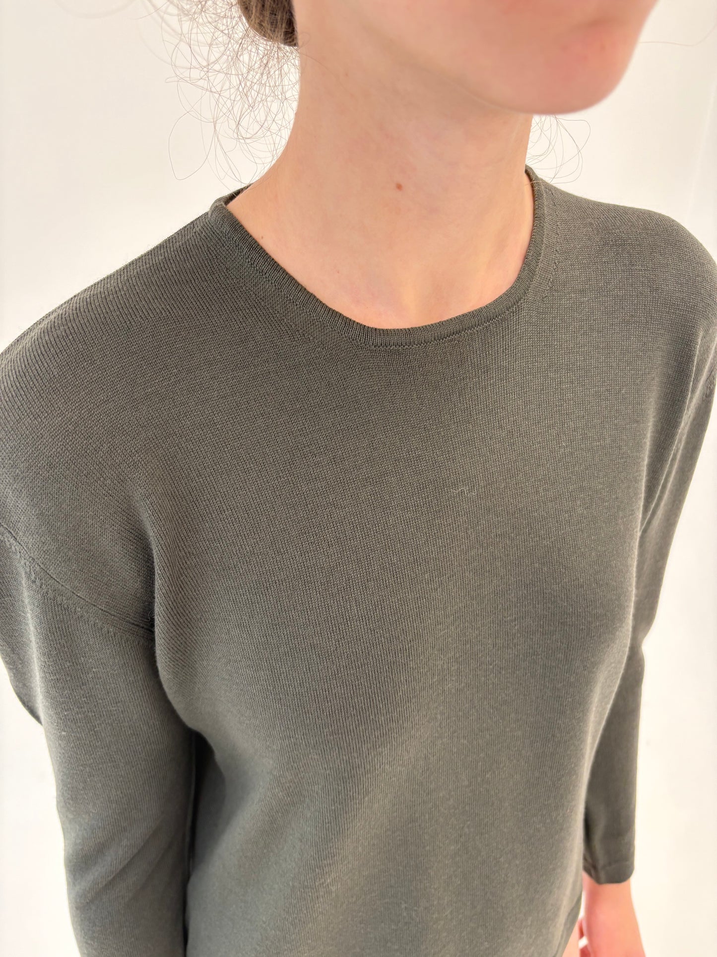 Pulover dark green din lana merino de gramaj mare