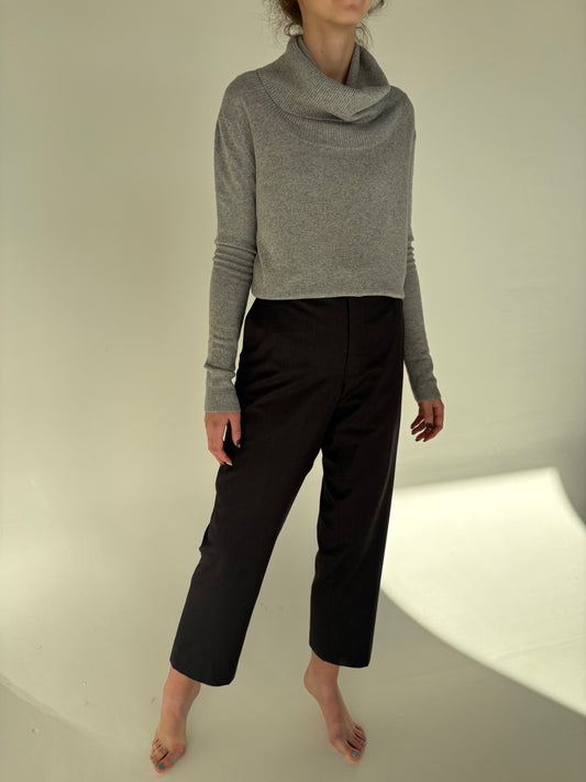 Pantaloni charcoal gray din lana extrafina