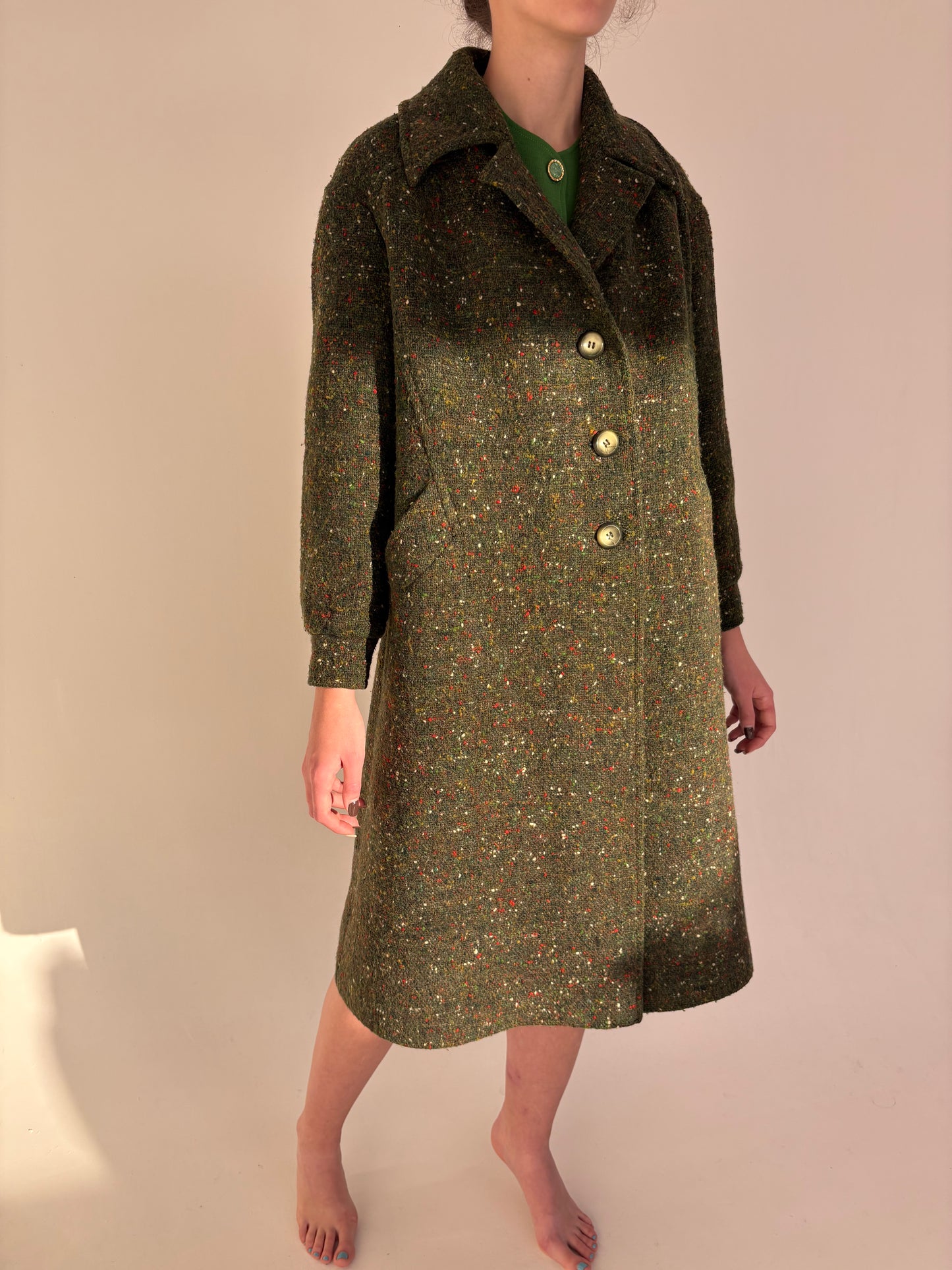 Palton old vintage anii 60 de colecție din tweed Donegal de lana pina în culori superbe