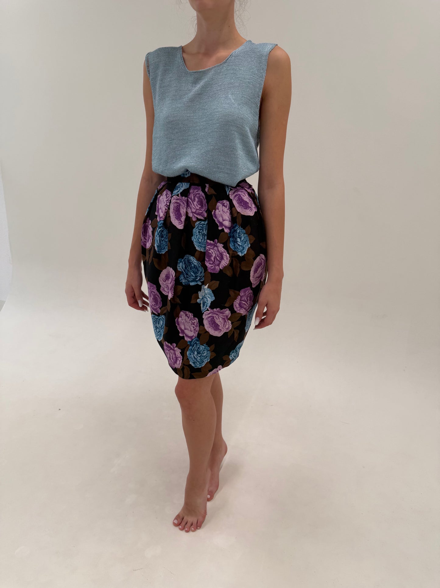 Fustă Max Mara vintage din canvas de bumbac în croi ovoidal