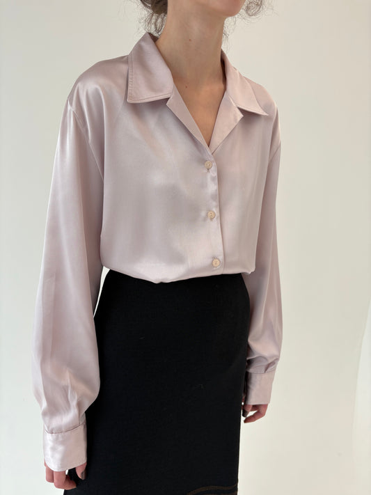 Cămașa premium dusty lavender satinata plus size petite de la zi la seară
