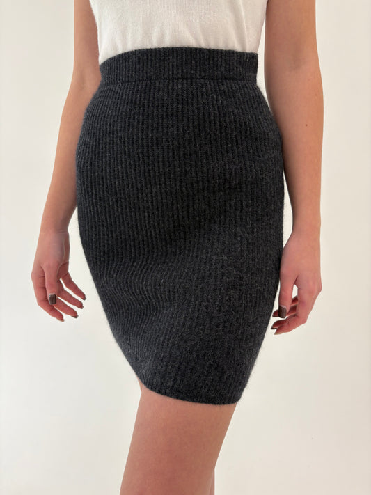 Fustă italiană din lana merino extrafina ribbed de gramaj mare