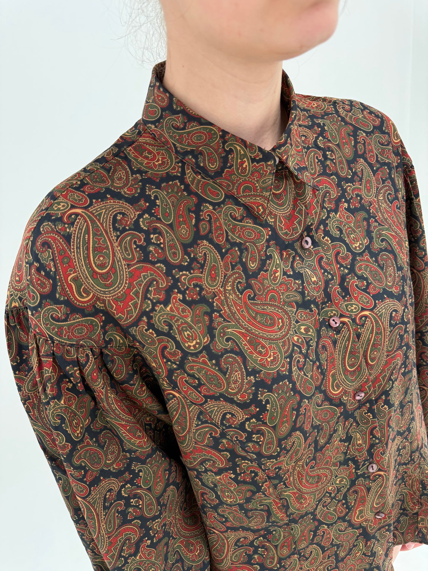 Cămașa din mătase naturală de brand luxury Cacharel cu print paisley
