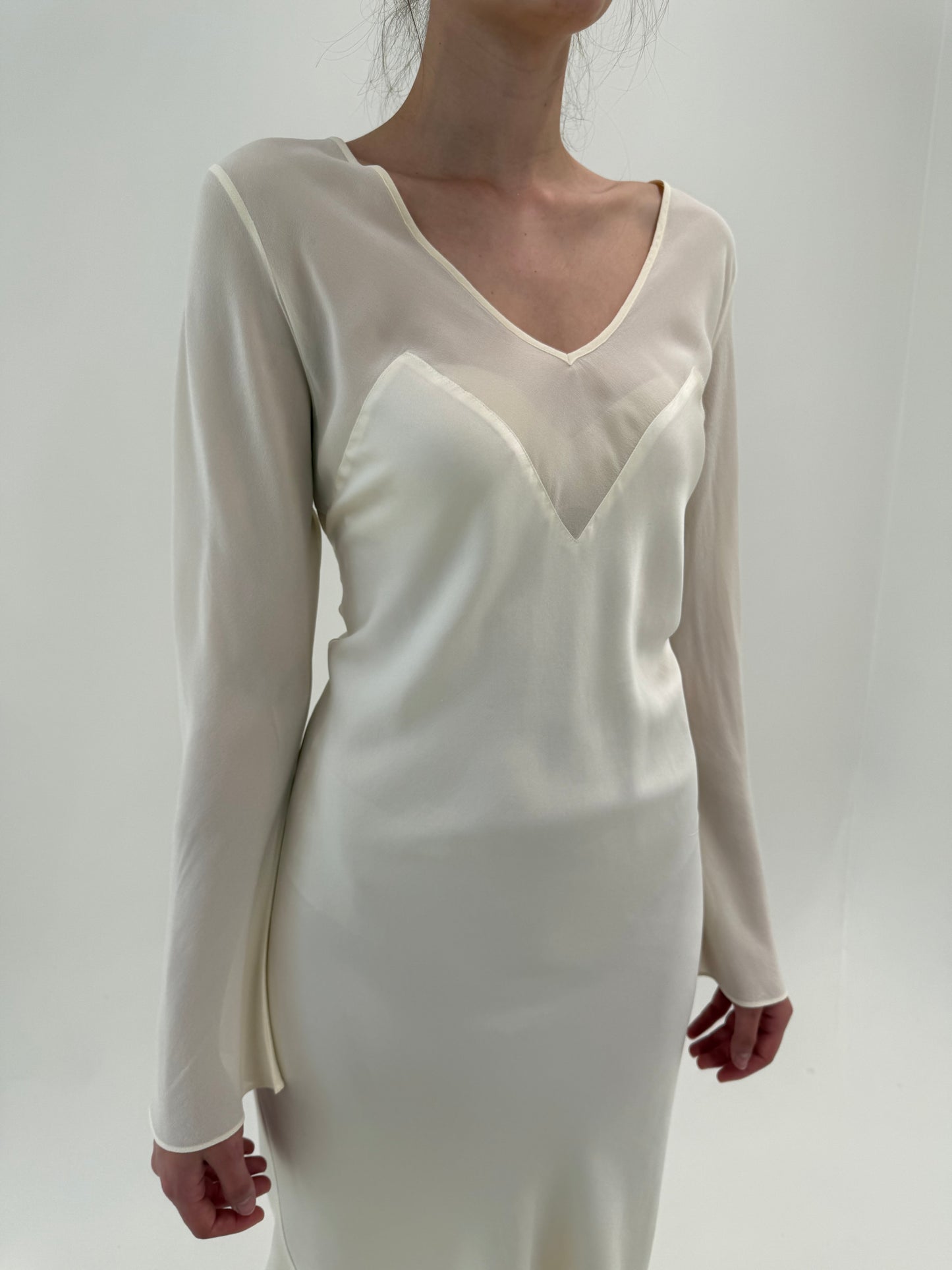 Rochie maxi ‘slip dress’ din 2 tipuri mătase naturală de brand în bie