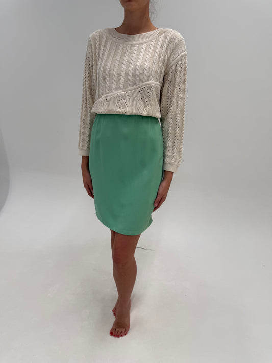 Fustă Valentino creion cu talie ultra înaltă light green din stofita