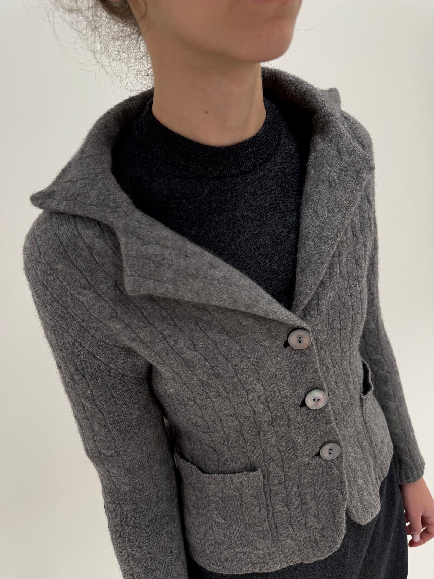 Sacou cambrat gros din cașmir high end multiply cu torsade