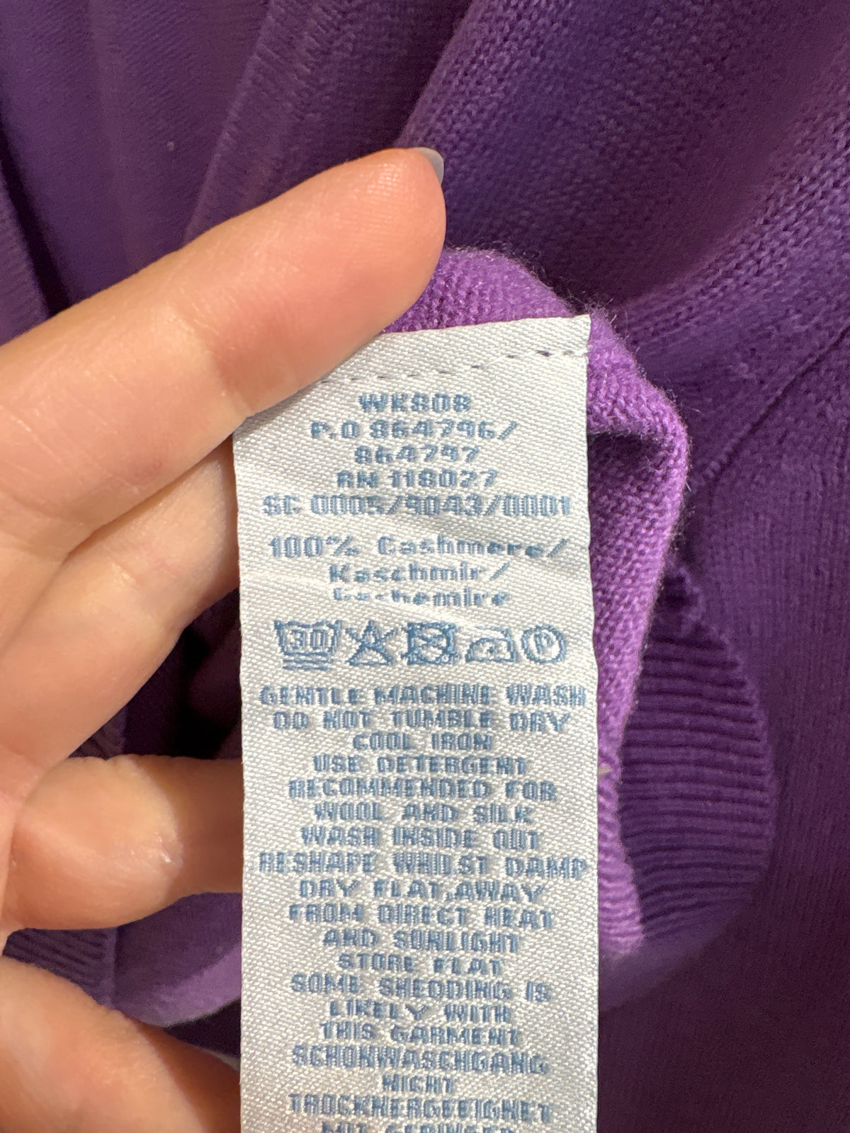 Cardigan lavender din cașmir în anchior du mânecă 3/4