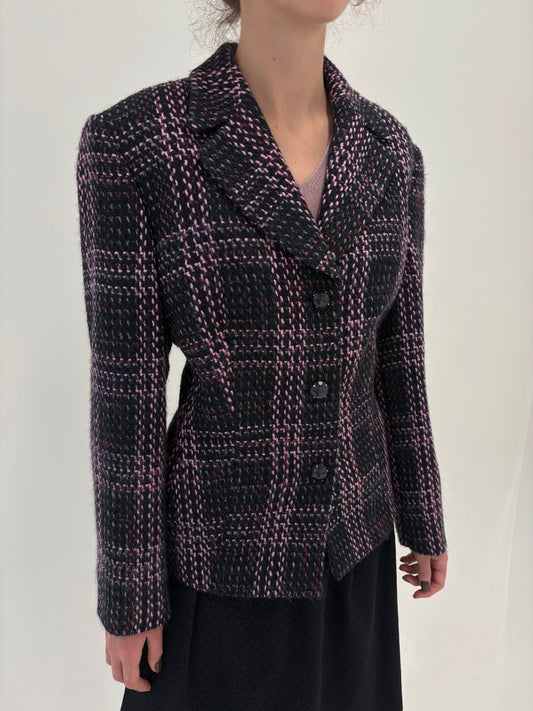 Sacou din tweed în stil Chanel în nuanțe superbe de mov și lavandă