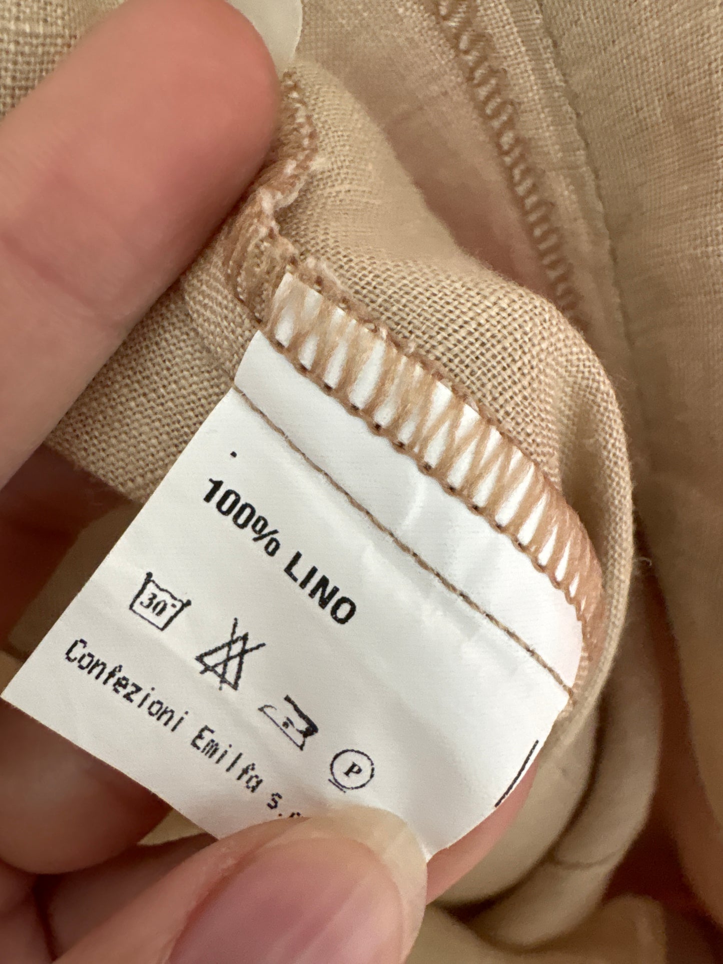 Pantaloni camel din in premium cu talie ultra înaltă