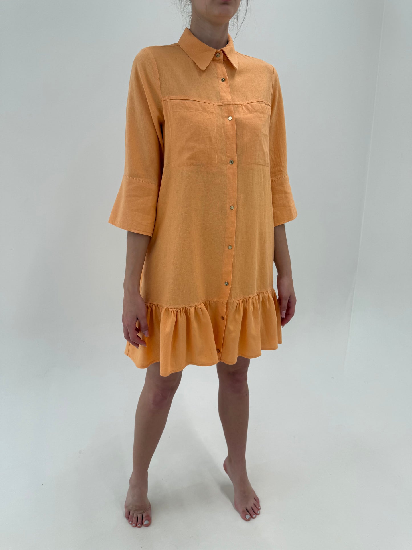 Rochie din pânză  în croi chic lejer powder orange