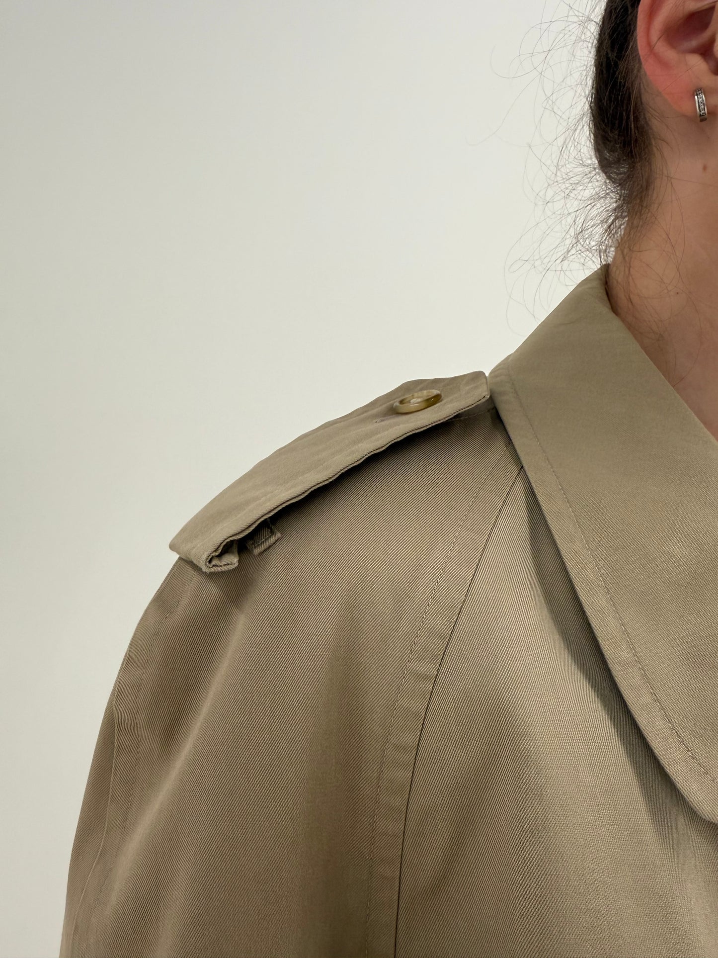 Trench vintage Burberry cu liner interior din lana detașabil pentru tranziție sezonieră