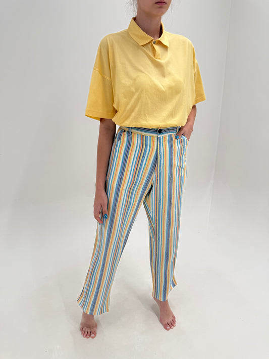 Pantaloni Missoni tall în dungi din bumbac excepțional de vară moale