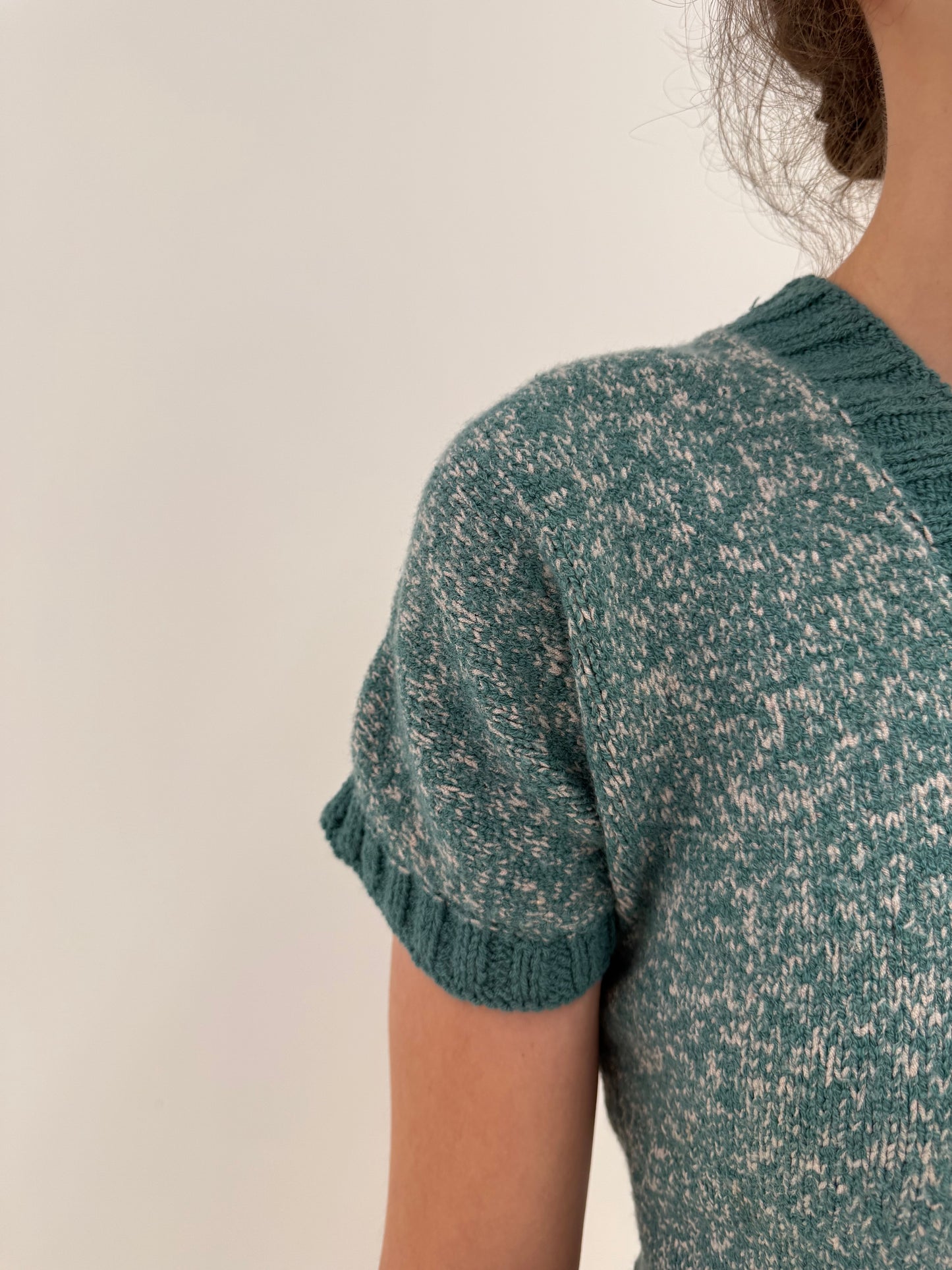 Rochie vintage din tricot melanj de lana extrafina multiply lucrată manual