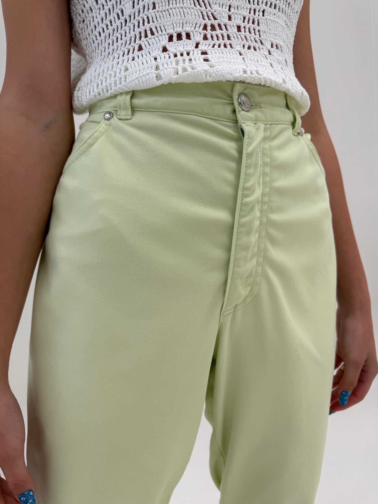 Pantaloni capri Escada ultra confort pale green cu talie ultra înaltă