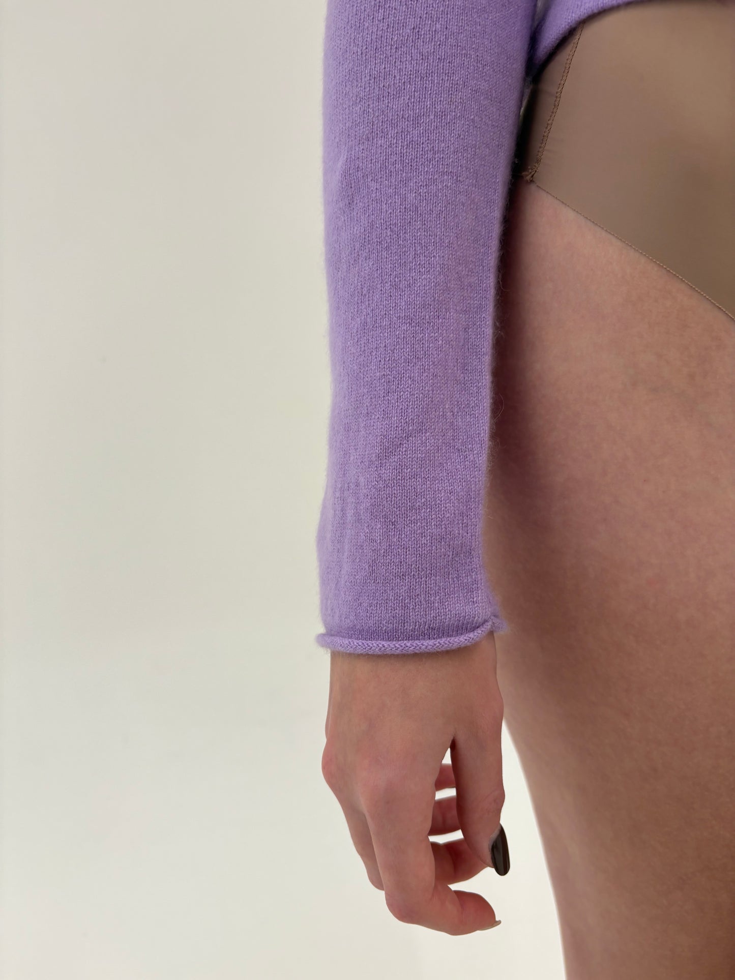 Pulover ușor cambrat lavandă tall din cașmir multiply