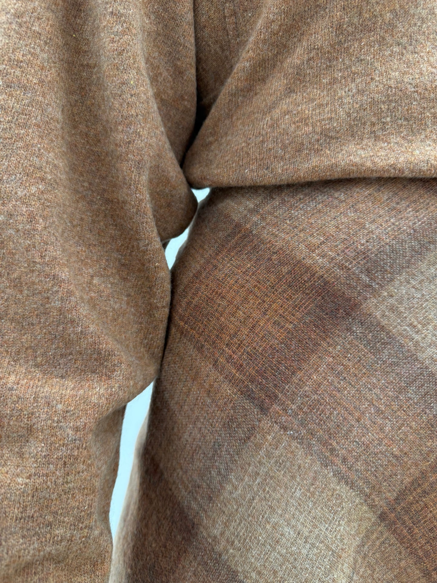 Fustă caramel din lana extrafina în bie și carouri