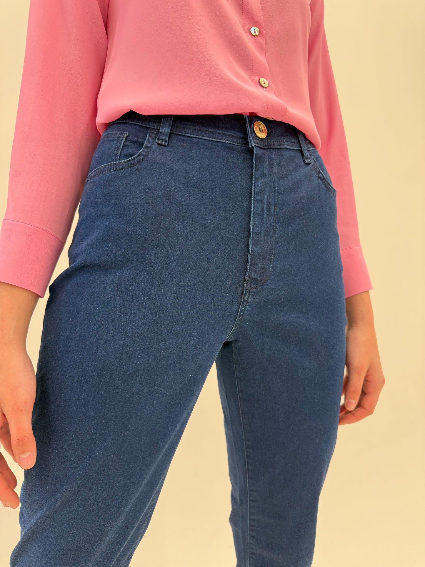 Jeans noi de vară luxury Trussardi indigo wash ultra confort modelatori tall