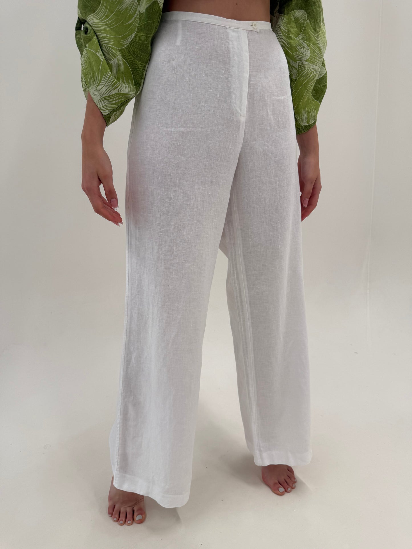 Pantaloni din in premium tall  în croi drept clasic