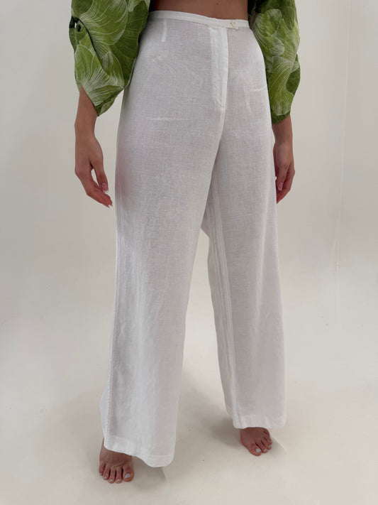 Pantaloni din in premium tall  în croi drept clasic