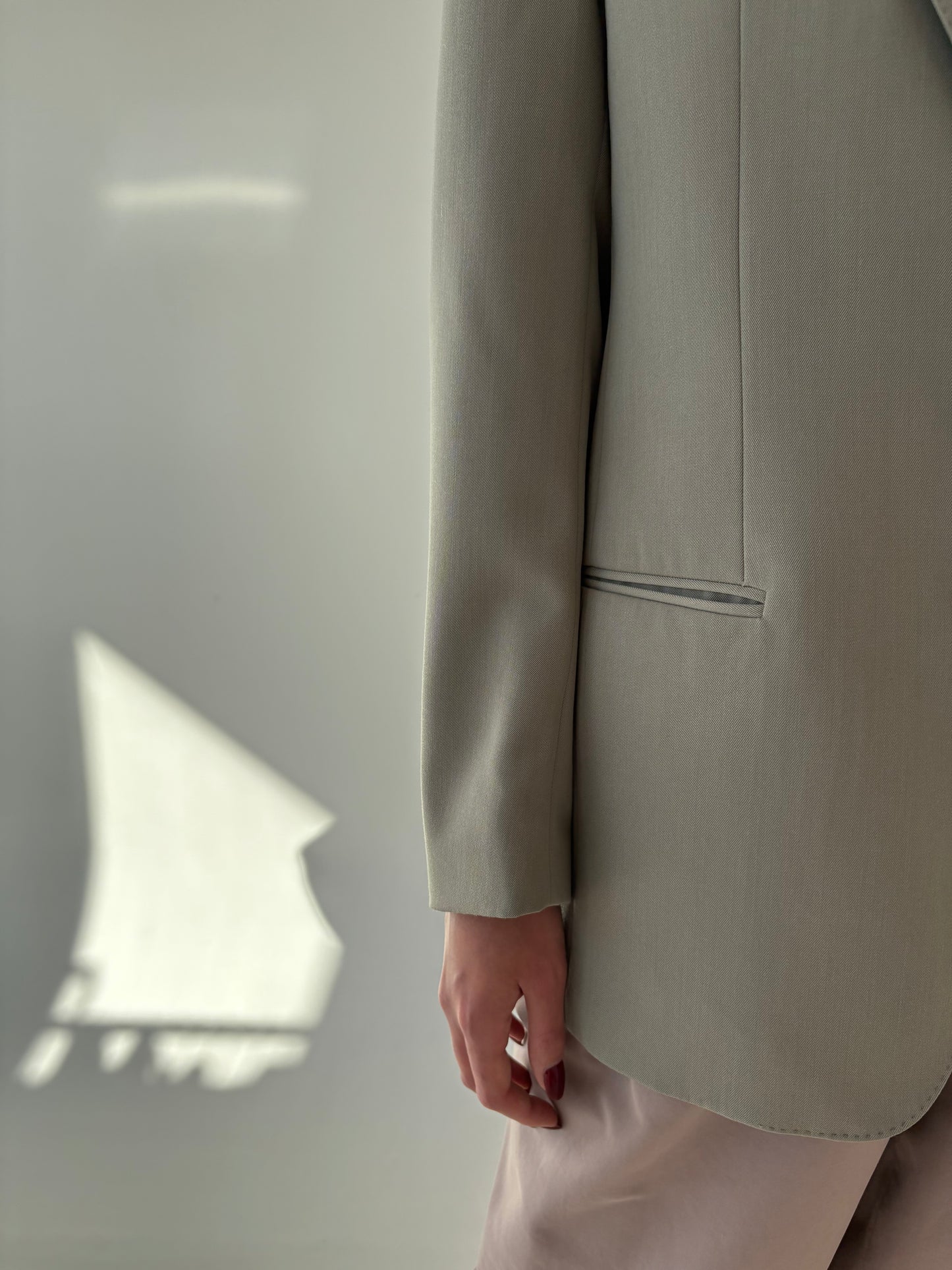 Sacou italian Sage green din stofă de lana extrafina