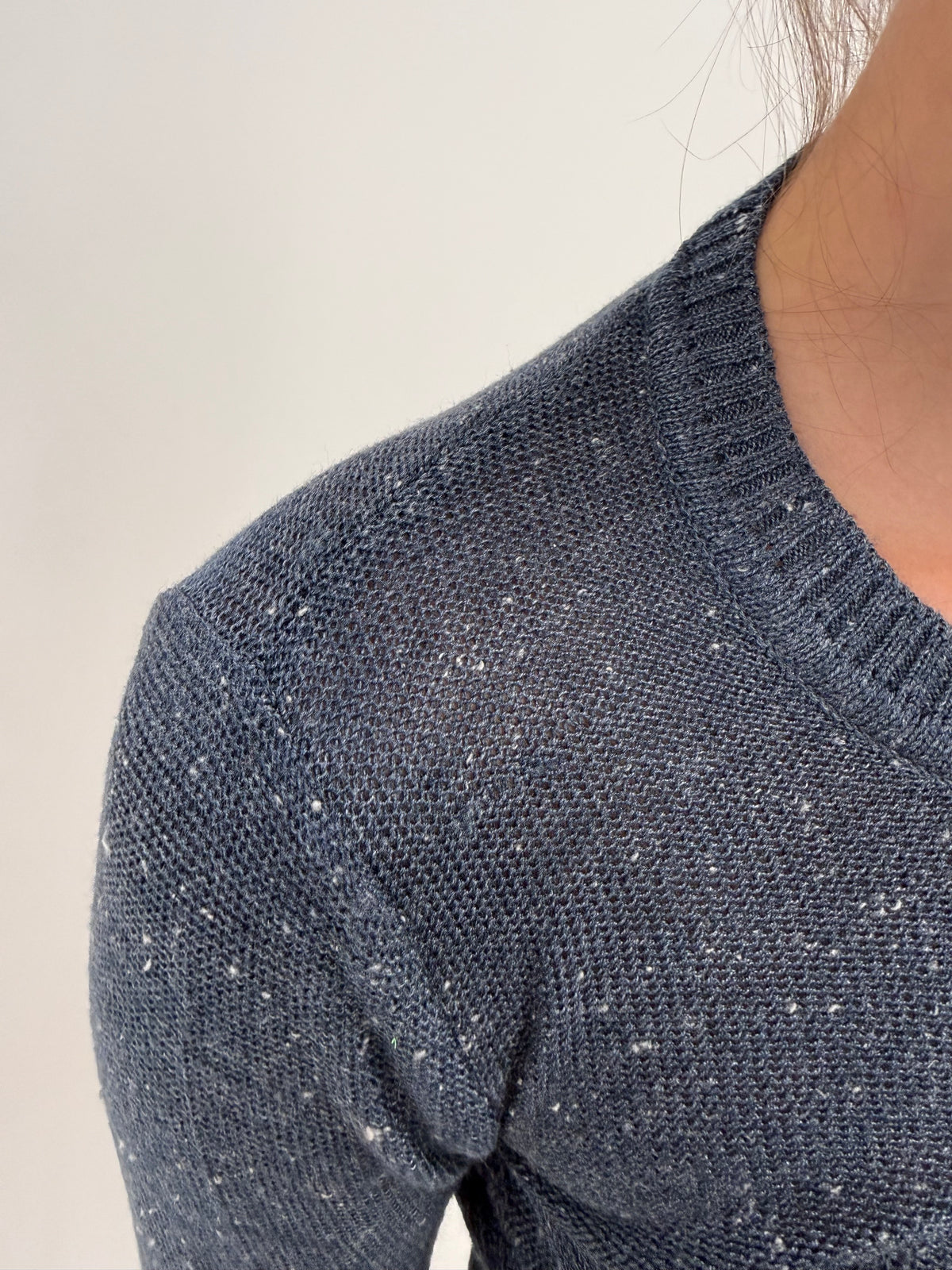 Top vintage din tricot de bumbac mercerizat premium jeans blue