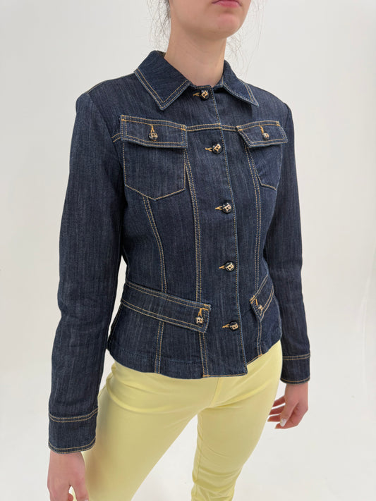 Jacheta luxury Trussardi ultra cambrata din jeans confort în stil Mugler