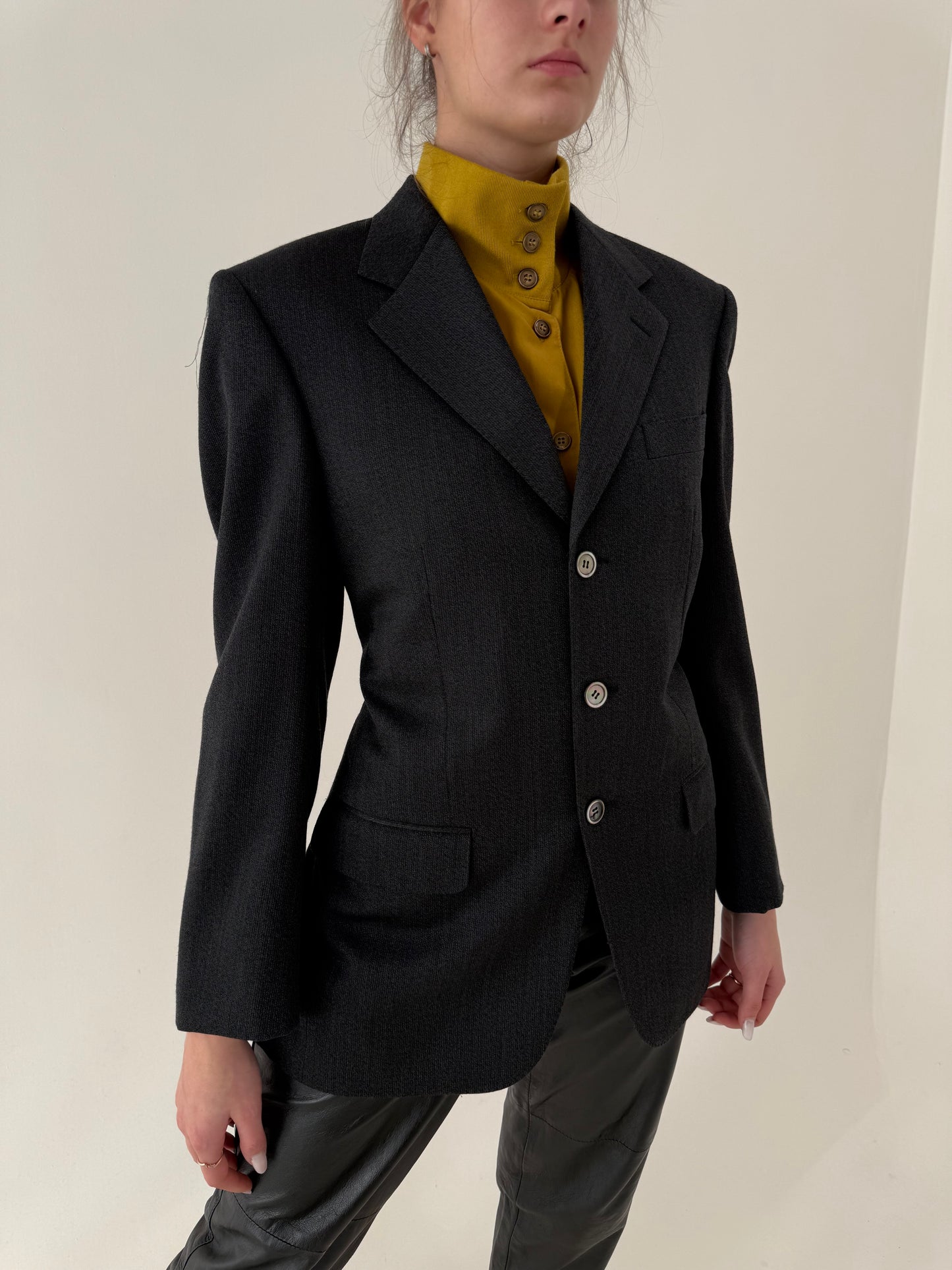 Sacou luxury Pierre Cardin din lana merino extrafina charcoal gray