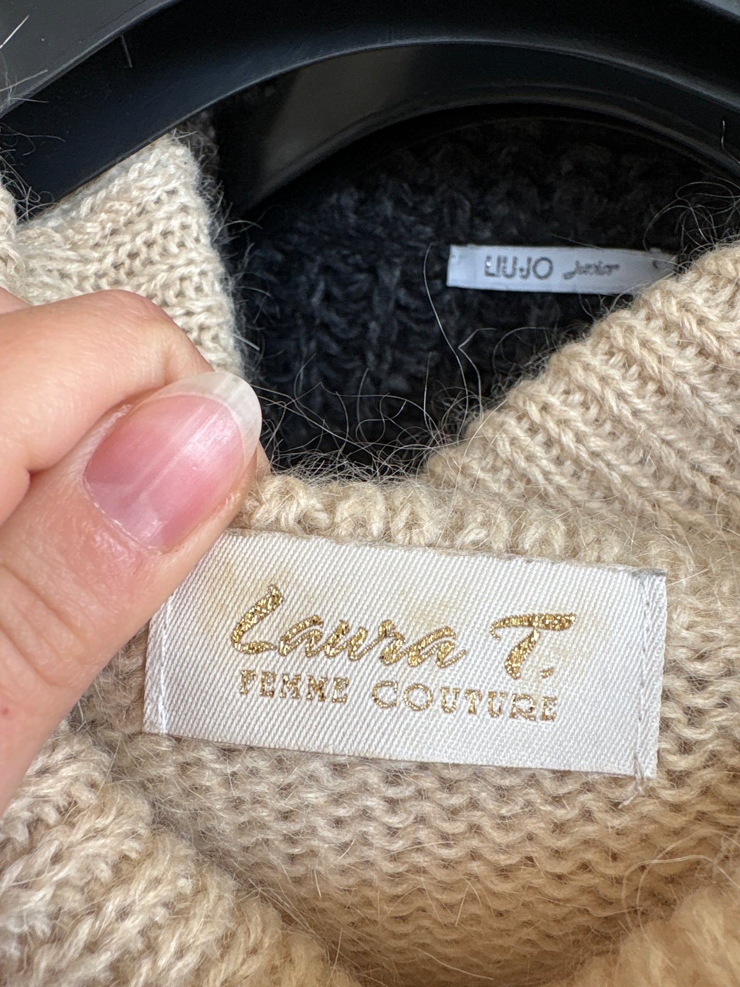 Rochie casual tip maleta butter nude cu guler tip sal din mix de baby mohair