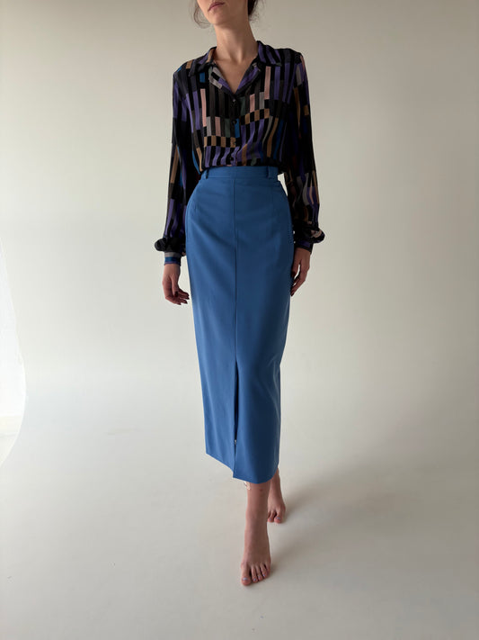 Fustă maxi albastru ciel din lanita extrafina