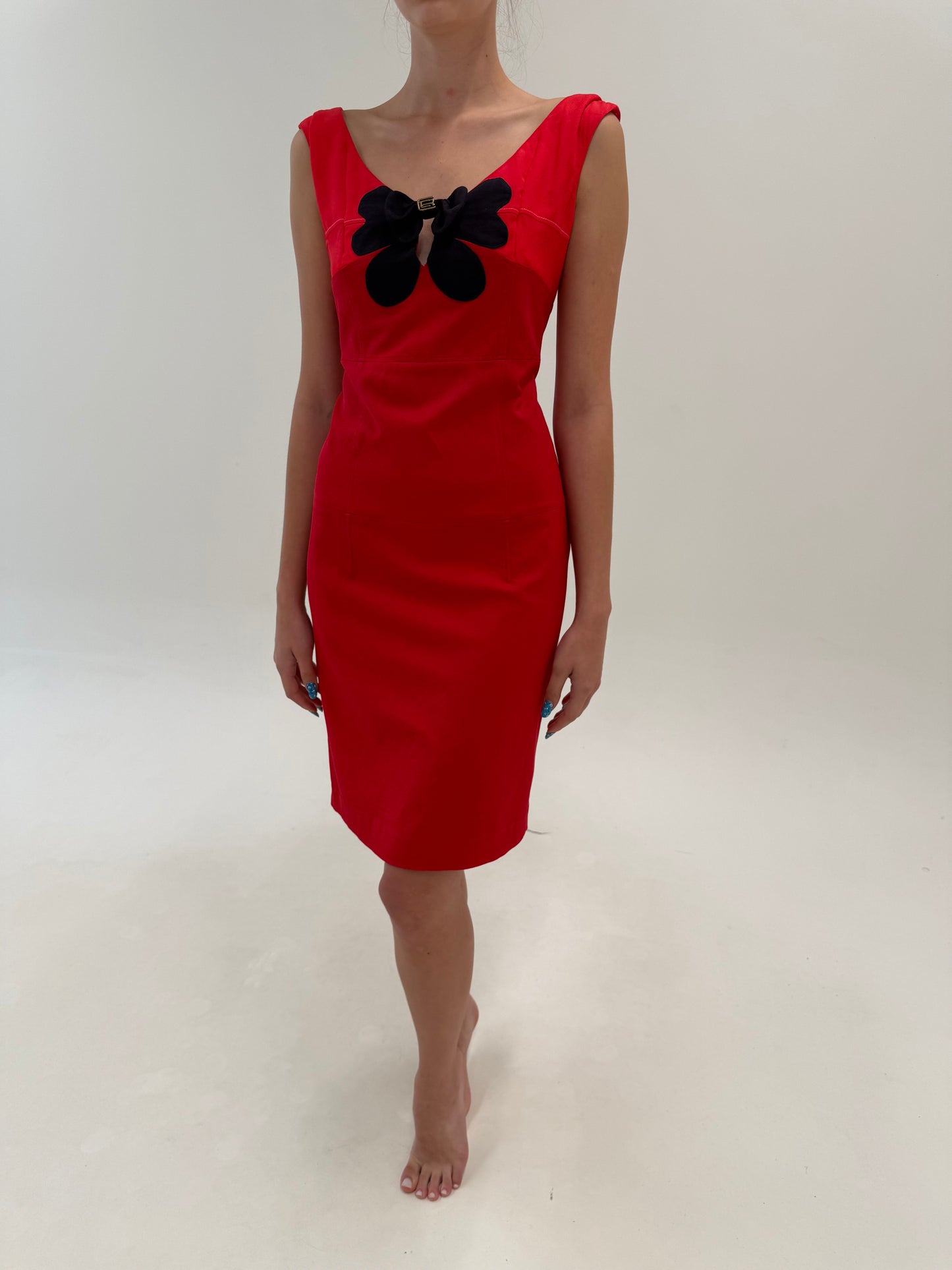 Rochie luxury Roberto Cavalli În croi extrem de chic din poplin excepțional modelator