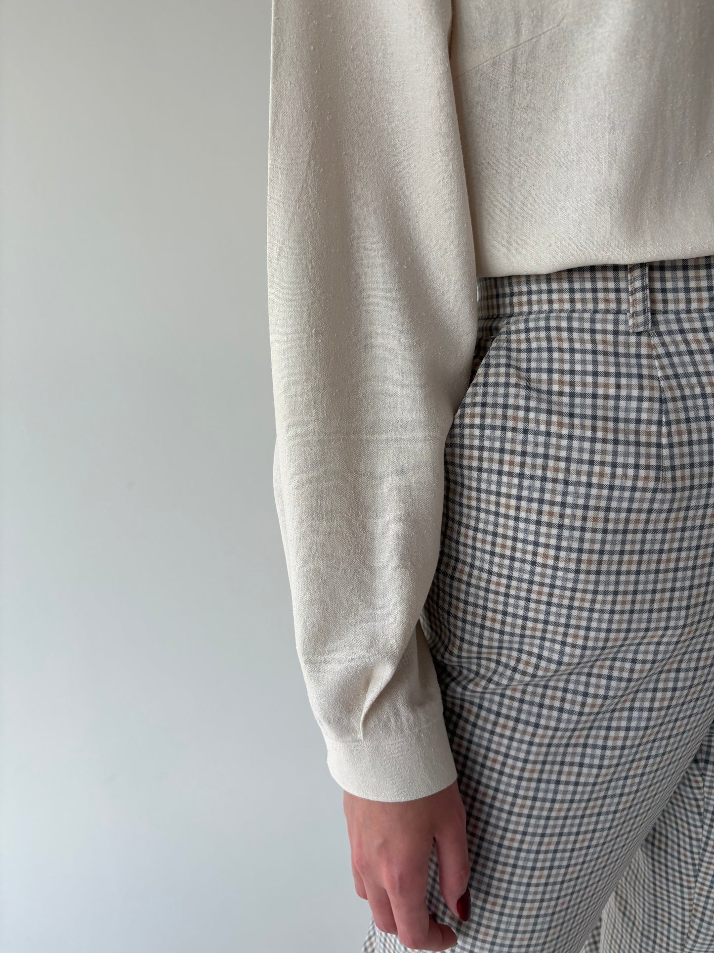 Pantaloni cu talie ultra înaltă din stofita din mix de lana ușor elastică