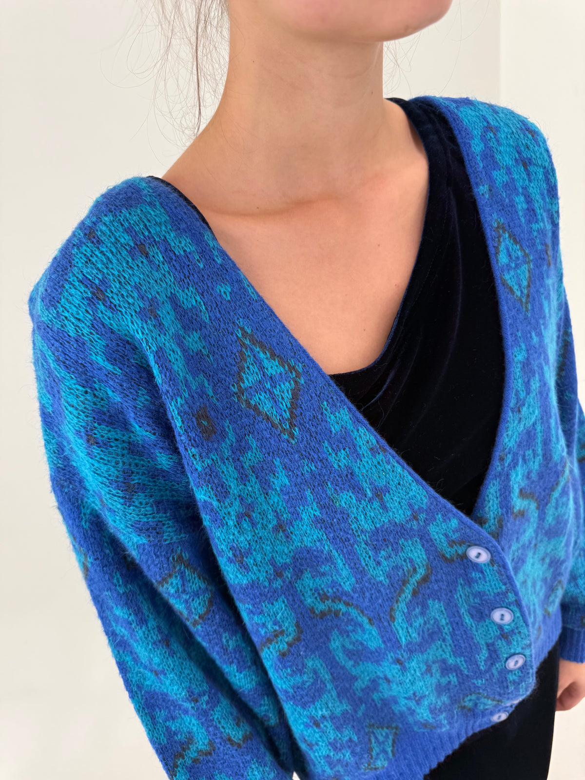 Cardigan gros tip jachetă în culori superbe din mix de lana cu mâneci ample