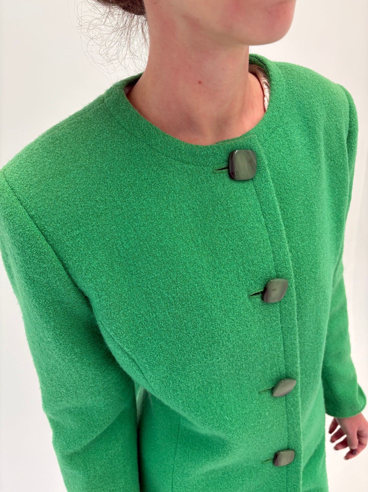 Deux piece in stop Chanel verde smarald luxury italian din boucle
