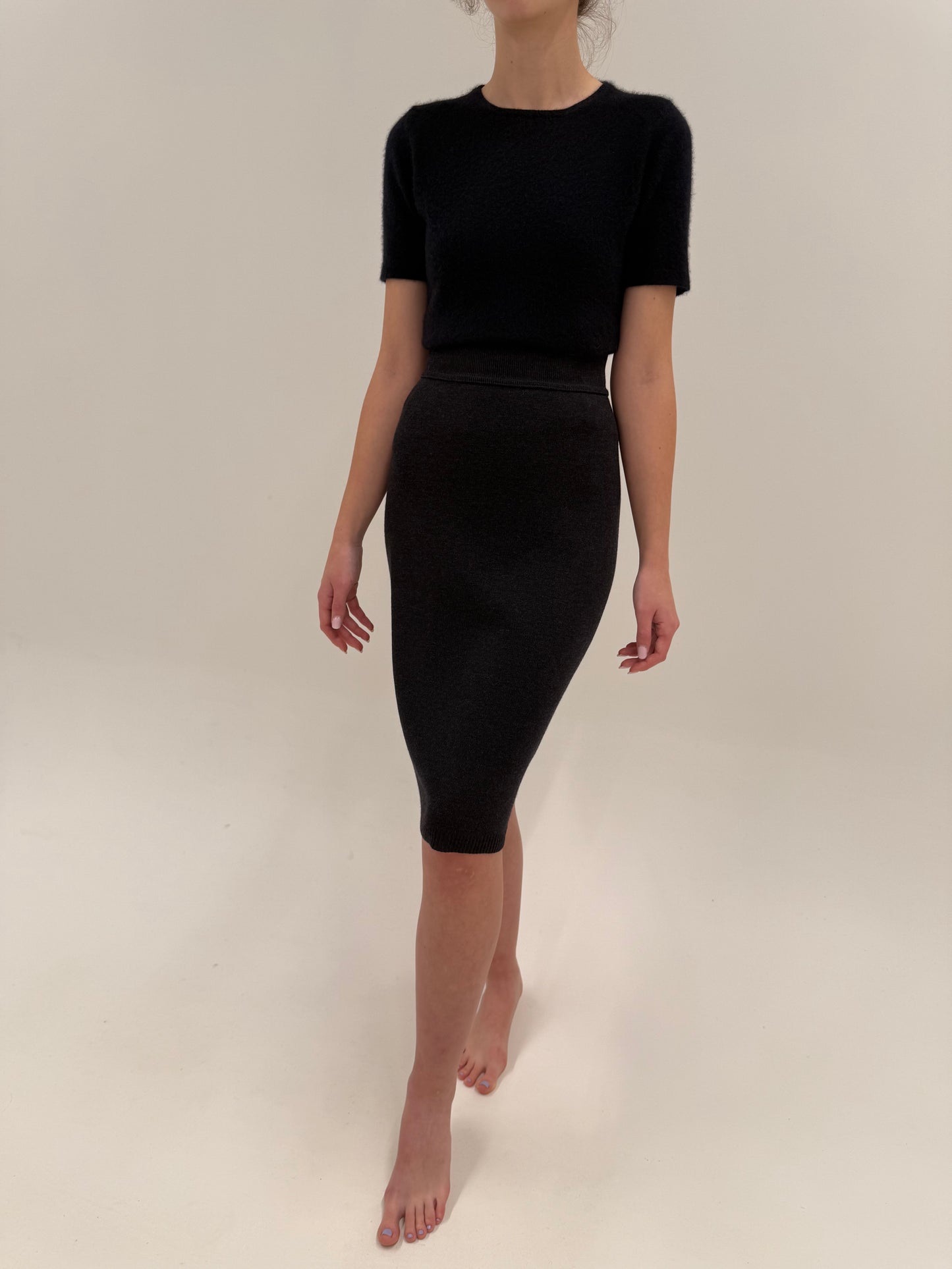 Fustă din tricot de gramaj mare Max Mara charcoal gray