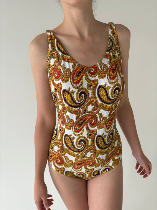 Costum de baie cu print paisley și cupe interne