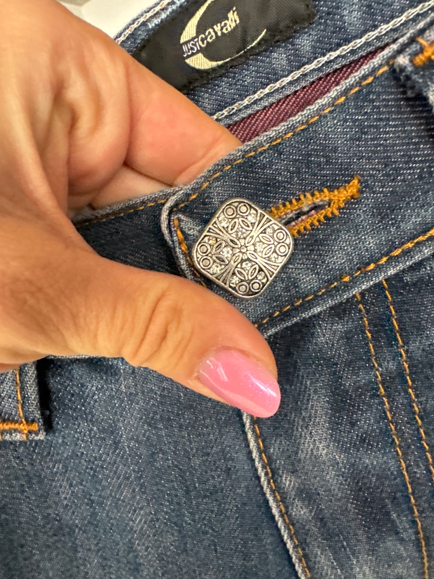 Jeans vintage Y2K luxury Roberto Cavalli evazați cu talie joasă