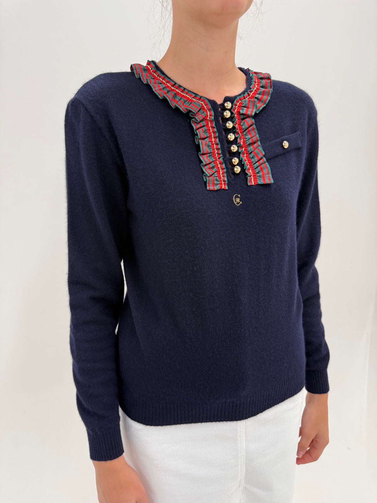 Pulover vintage luxury Cerutti excepțional din lana și angora cu detalii chic