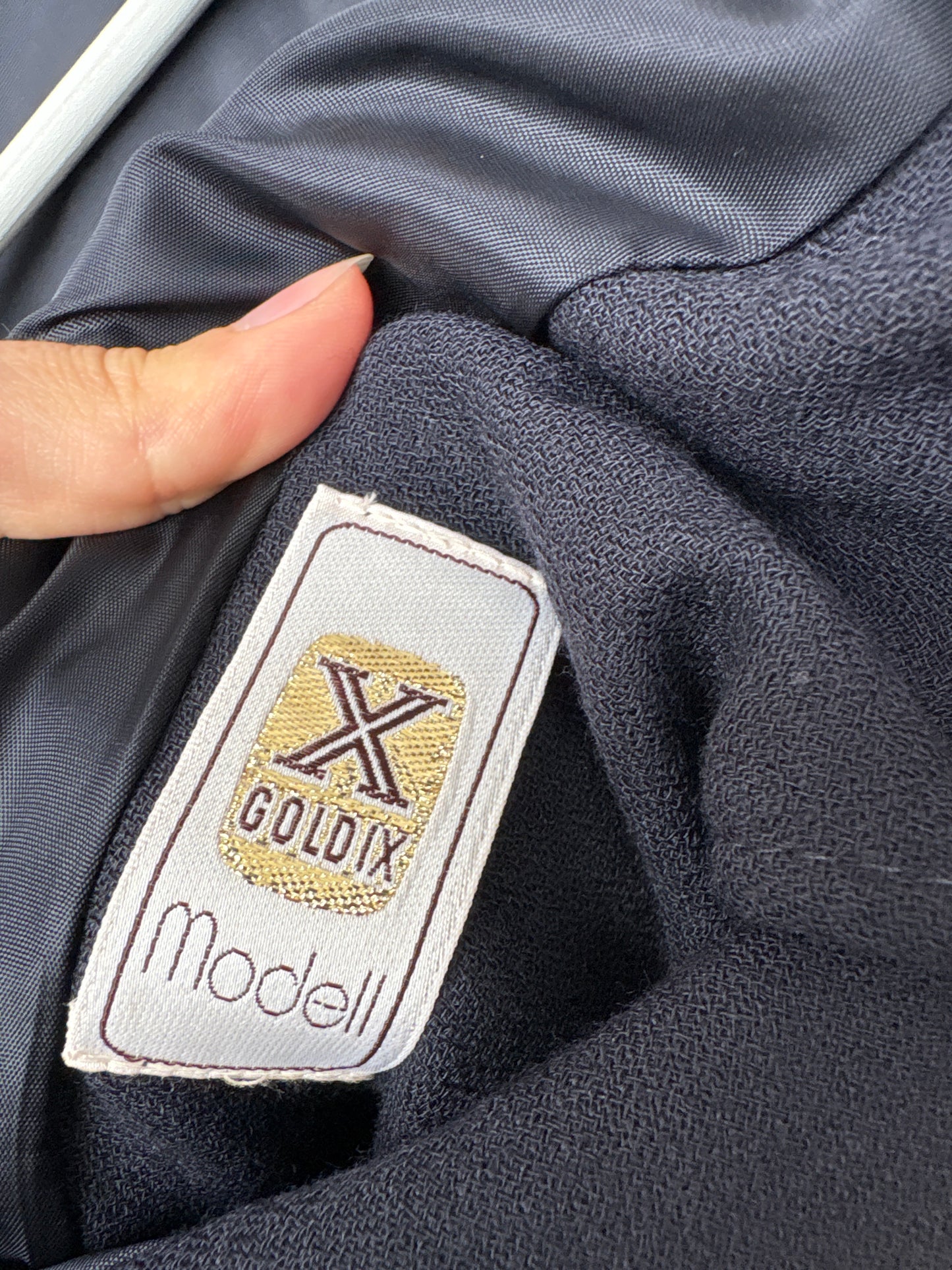 Sacou vintage Navy din lana extrafina  cu talie marcată elastică
