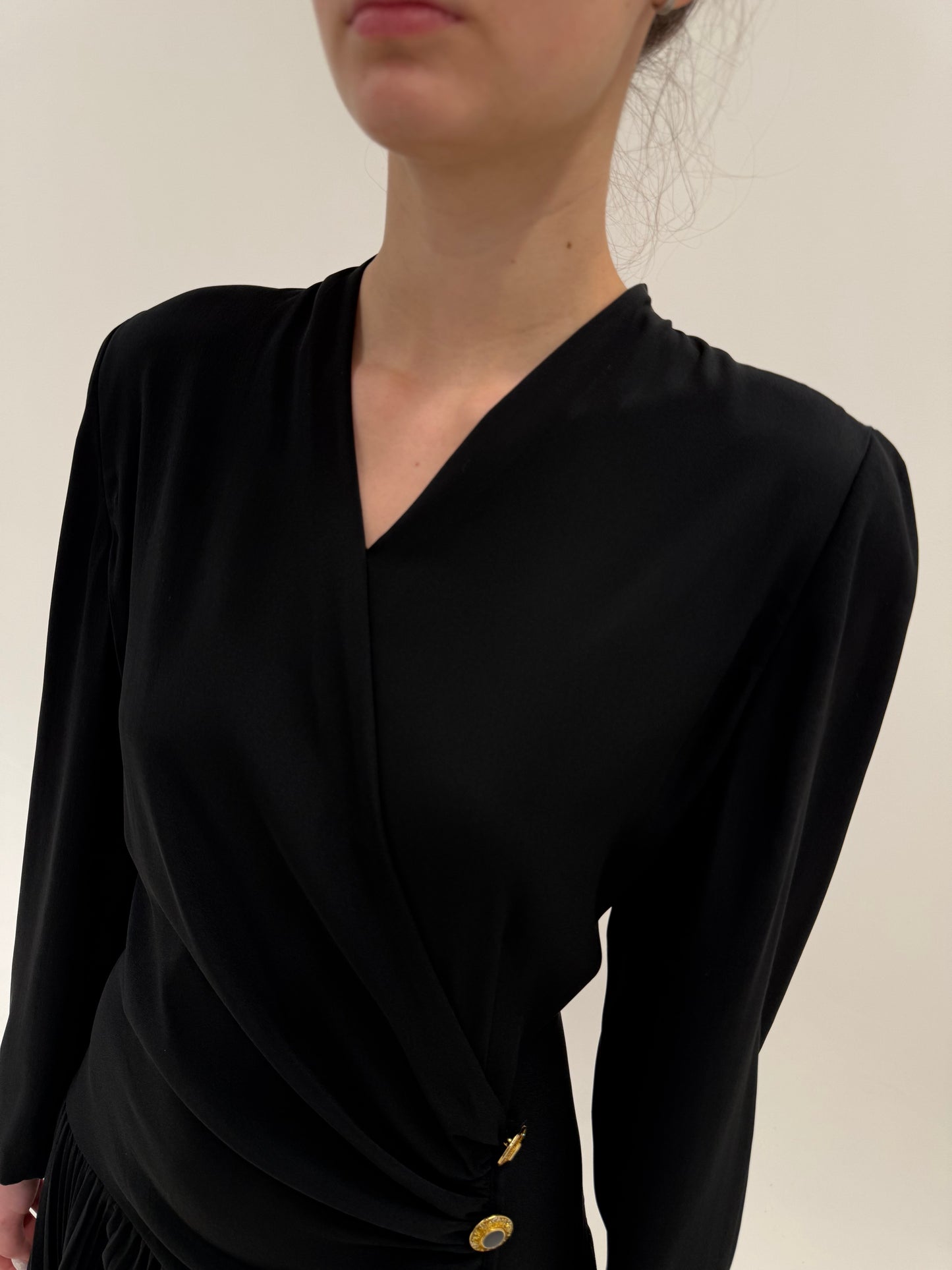LBD vintage din mix de mătase naturală Luisa Spagnoli în croi deosebit
