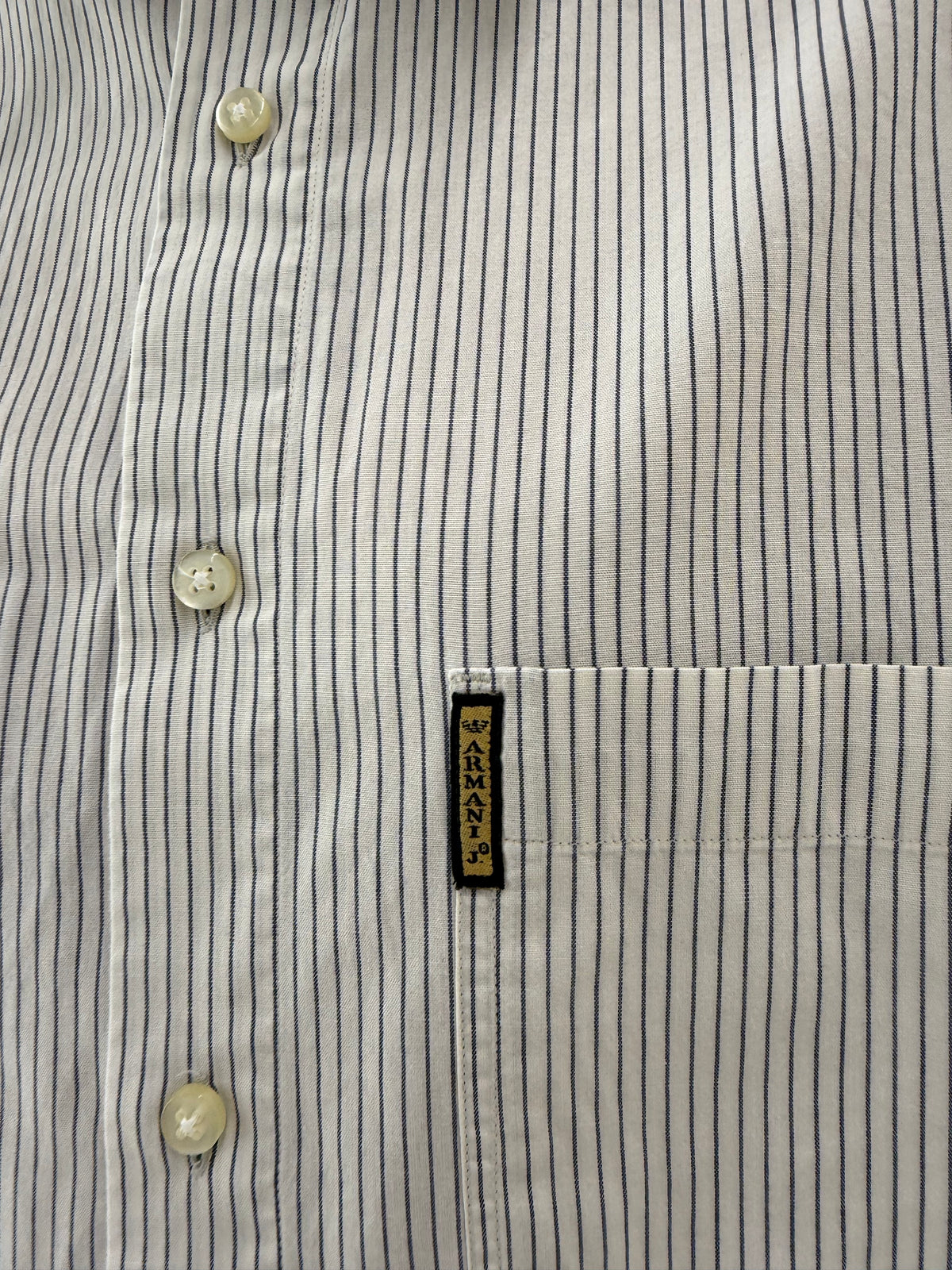 Cămașa Armani cu dungi fine verticale din poplin de bumbac plin